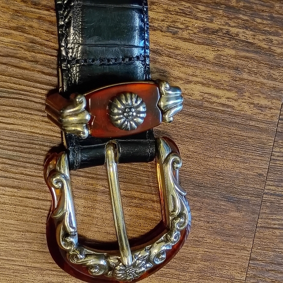 Brighton Vintage Women's Size Large Black Brown Decorative Accent Belt Western - Picture 11 of 11